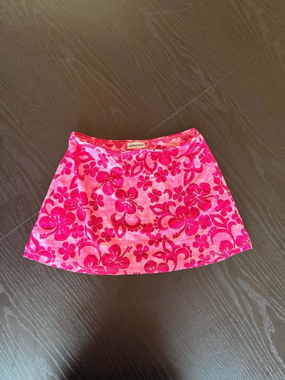 Limited Too Y2K Pink Hibiscus Floral Print Mini Beach Skirt